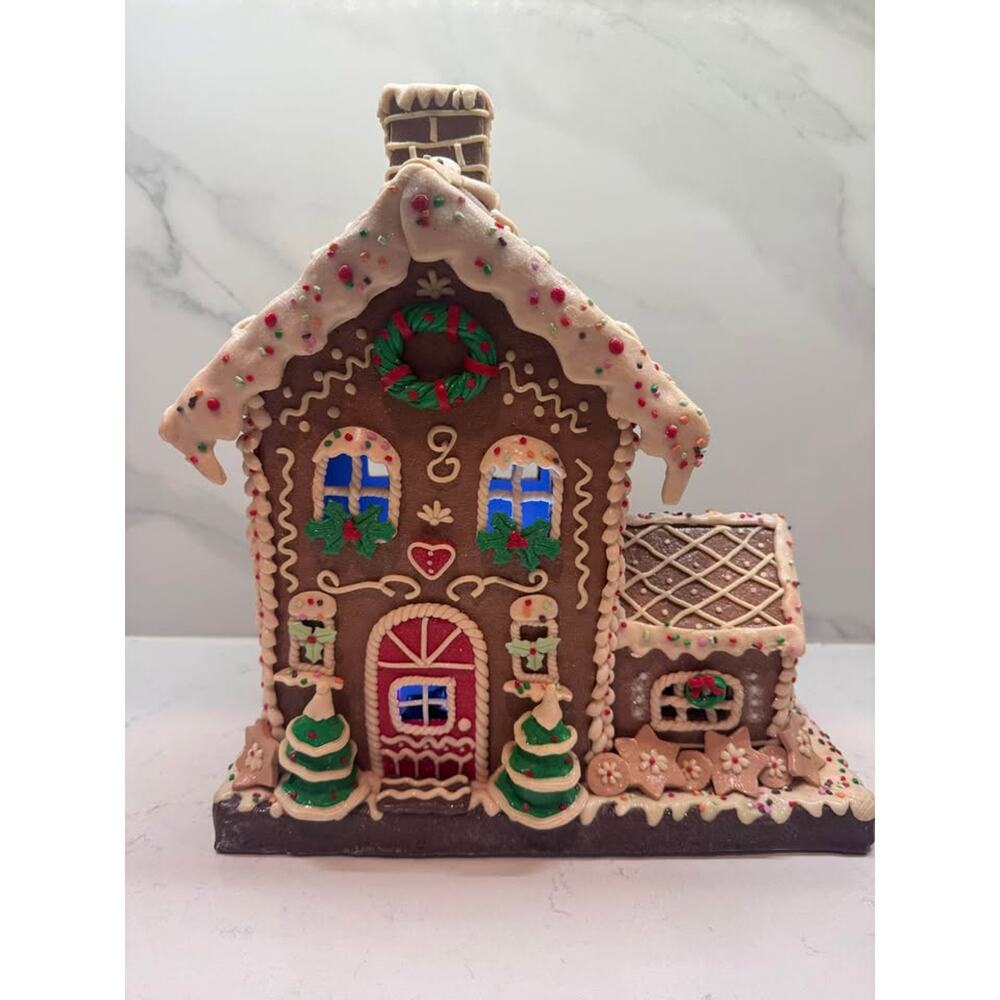 Raz Imports Clay Dough Gingerbread Lighted House Sprinkles Christmas Village 13”